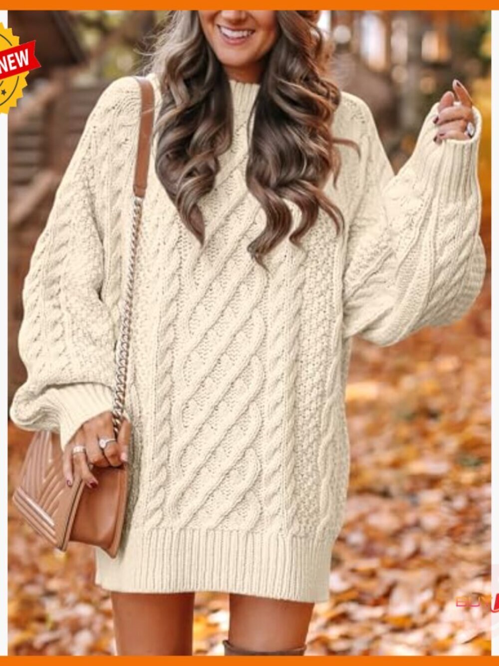 Oversized Cable Knit Sweater Dress Long Sleeve Chunky Winter Mini - Picture 2 of 7